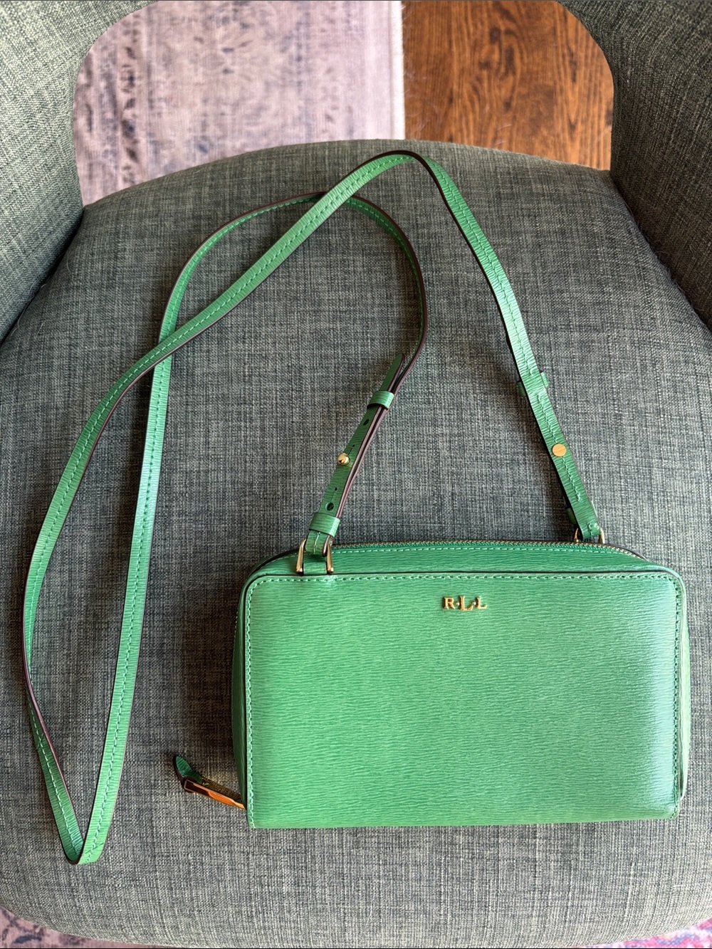 Lauren Ralph Lauren Tate multifunctional Crossbody Bag Kelly Green preppy NWOT
